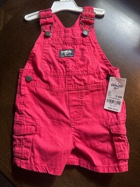 OshKosh B'gosh Bright Pink Baby Shortall Overalls